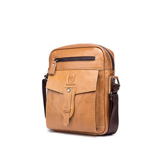 BUFF CAPTAIN 053 Men Leather Shoulder Messenger Bag First-Layer Cowhide Large Capacity Briefcase, Specification:, Large (Yellow Brown), Small (Yellow Brown), Large (Black), Small (Black), Large (Dark Brown), Small (Dark Brown)