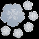 Silicone Flower Cup Pad Mold Set Crystal DIY Mirror Petal Fruit Plate Drop Mold, 1 Big + 5 Small Flowers Set, 1 Big + 3 Small Flowers Set, Big Flowers