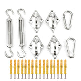 Outdoor Rectangle Shade Sail 304 Stainless Steel Accessories Outdoor Shade Flower Basket Screws Diamond Door Buckle, 24 PCS / M5 Set