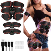 EMS Portable Abdomen Device Electric Abdominal Muscle Stickers with LCD Screen Display, EMS Muscle Stickers (Orange Red), EMS Muscle Stickers (Blue Line), EMS Muscle Stickers (Blue Point), EMS Muscle Stickers (Pink)