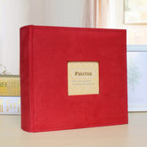 6 Inch 200 Sheets Flannel Retro Photo Album Interstitial Photo Storage Book, Red, Green, White, Orange