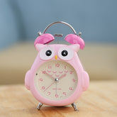 3 Inch Children Cartoon Owl Luminous Silent Bedside Snooze Small Alarm Clock, Pink, Gray, Light Blue, Ink Green
