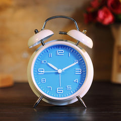 4 Inch Bedroom Bedside Stereo Digital Silent Alarm Clock With Light, White Shell Pink Surface, White Shell Blue Surface, White Shell Green Surface, White Shell Red Surface, White Shell White Surface, 4 inch convex powder shell, Blue Shell Blue Surface...