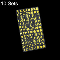 10 Sets Hand Account Alphanumeric Sticker Diary Plan DIY Sticker Set, Bronze Physical Letter, Bronze Cartoon Letter, Bronze Number, Hot Silver Physical Letter, Hot Silver Cartoon Letter, Hot Silver Number