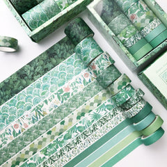 Antique And Paper Tape Hand Account DIY Decoration Material, Green Mint, Blue Trajectory, Geometric Patterns, Van Gogh Impression, Ancient Style, Sakura Party, Flower Fragments
