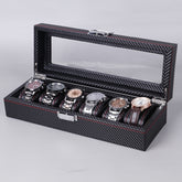 Carbon Fiber PU Leather Watch Box Jewelry Storage Box Packaging Box, Style:, 6 Watch Positions, 10 Watch Positions, 12 Watch Positions, 05 Watch Positions, 6 + 3 Red Black, Double-layer