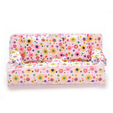 Mini Furniture Flower Sofa 20cm Couch +2 Cushions for Doll House Accessories, Doll House Accessories(Cloth sofa)