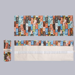 Handmade Canvas Pen Curtain Large-Capacity Pencil Case For Boys And Girls Color Pencil Sketch Stationery Box, 12 Holes