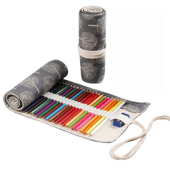 Handmade Canvas Pen Curtain Large-Capacity Pencil Case For Boys And Girls Color Pencil Sketch Stationery Box, 36 Holes, 2 PCS 36 Holes