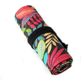 12 Holes Fallen Leaves Printed Canvula Pen Curtain Large Capacity Sketch Color Pencil Roll Pen Bag, 12 Holes, 24 Holes, 36 Holes, 48 Holes, 72 Holes