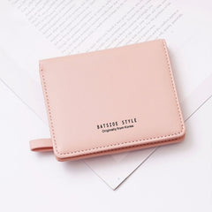 BATSIOE Short Type Ladies Wallet Small Fresh Two-Fold Student Bag Simple Multi-Card Coin Purse, Black, Blue, Pink, Gray, Green, Lotus Pink