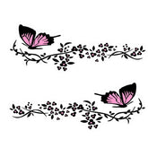 2 Pairs R729 Butterfly Flower Car Sticker Butterfly Love Flower Personality Engine Cover Body Decorative Sticker, Pink, Red