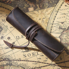 Retro First Layer Cowhide Pen Curtain Simple Literary Pencil Case Multifunctional Volume Pencil Case, Crazy Horse Skin Black, Crazy Horse Skin Coffee, Crazy Horse Skin Brown, Crazy Horse Skin Wine Red, Crazy Horse Skin Ink Green, Crazy Horse Skin Blue