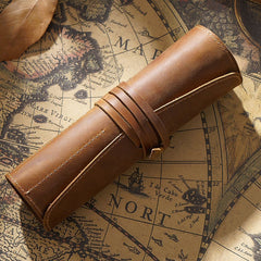 Retro First Layer Cowhide Pen Curtain Simple Literary Pencil Case Multifunctional Volume Pencil Case, Crazy Horse Skin Black, Crazy Horse Skin Coffee, Crazy Horse Skin Brown, Crazy Horse Skin Wine Red, Crazy Horse Skin Ink Green, Crazy Horse Skin Blue