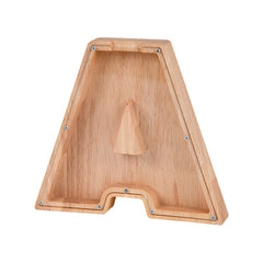 Wooden English Alphabet Piggy Bank Transparent Acrylic Piggy Bank