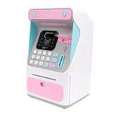 8010 Simulated Face Recognition ATM Machine Piggy Bank Password Automatic Rolling Money Safe Piggy Bank,Style:, Pink, Blue, Rechargeable Version Pink, Rechargeable Version Blue