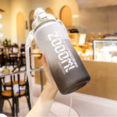 Frosted Gradient Color Large-Capacity Sports Water Cup Outdoor Portable Straw Water Bottle, 2000ml