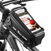 WEST BIKING 2.5L Bicycle Front Beam Mobile Phone Touch Screen Hard Shell Bag, Black, Dark Green, Fluorescent Yellow, Orange