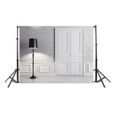2.1m x 1.5m 3D Anchor Live Room Photo Studio Background Cloth, Door & Standing lamp