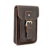 2034 Men Retro Leather Phone Waist Bag, Dark Brown, Yellow Brown