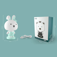 3W Cartoon Crown Pet USB Touch Control Night Light, Rabbit Pink, Rabbit Gray, Rabbit Light Blue, Bear Pink, Bear Gray, Bear Coffee, Cow Pink, Cow Coffee, Cow Green, Tiger Pink, Tiger Coffee, Tiger Green
