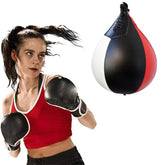 Suspended Pear-Shaped Boxing Speed Ball, Black Red White, Red