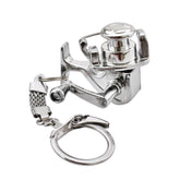 Metal Fishing Wheel Decoration Pendant Mini Wheel Fish Key Chain, A, B, C