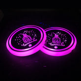 1 Pair 68mm LED Smart Light-Emitting Coaster Light Car Cup Slot Atmosphere Light, Beverage, Brick, Cat Claws, Modern Technology, Star, Genesis, Magic Array