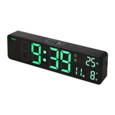 6625D LED Digital Alarm Clock Luminous Desktop Timer Temperature Display Alarm Clock, Black Shell Green Light, Black Shell White Light