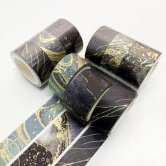 3 Rolls / Set 8958 5m Paper Bronzing Wallet Tape Set, Marble, Water Ripple, Gilt Pattern, Three-color Plaid, Star Sea, Cloud Pattern, Broken Leaves Pattern, Treasure Phase Pattern