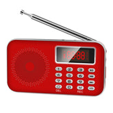 Y-619 FM/AM Mini Radio MP3 Rechargeable Music Player Support TF/SD Card with LED Display, Red, Gold, Blue, Black