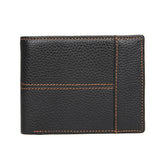 Men Retro Portable Wallet Short Cowhide Leather Wallet, Black, Coffee, Brown