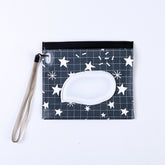 Baby EVA Wet Wipes Bag Flip Removable Paper Towel Cosmetic Cotton Bag, Black Stars, Yellow Butterfly, Kitten, Black Butterfly, Flowers