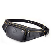 LAOSHIZI Vintage Leather Waist Bag Shoulder Crossbody Bag Shoulder Chest Bag For Men, Black, Brown