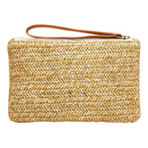 Ladies Straw Clutch Coin Purse Summer Beach Bag, Beige, Cream, Large Beige With Zipper Bag, Large Cream With Zipper Bag