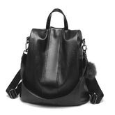 TFZ468 Vintage PU Soft Leather Ladies Backpack, Black, Khaki