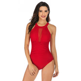 DS109 Ladies Slim And Conservative Halter Neck Swimsuit, XXL