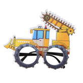 3 PCS Children Birthday Party Funny Glasses Photo Props, Logging Truck, Forklift, Tanker Truck, Small Crane, Bulldozer, Engineering Cap, Expel Soil Machine, Dump Truck, Excavator, Grinder, Screw Machine, Crane, Bus, Red Excavator, Orange Bulldozer