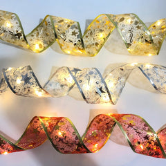 Christmas LED Lights Bronzing Double Ribbon String Lights, 5m, 10m, 20m