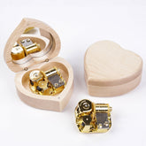 Wooden Heart Shape With Mirror Music Box Ornaments, Maple-Gold-plated Movement, Walnut-Red Ancient Copper Movement, Maple-Red Ancient Copper Movement, Walnut-Gold-plated Movement