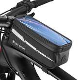WEST BIKING 7 inches Mountain Bike Mobile Phone Touch Screen Front Beam Bag, Black, Black Gray