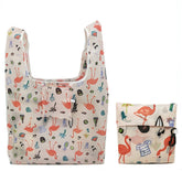 M0048 Portable Foldable Printed Shopping Bag, Pink Flamingo, Black Flamingo, Anchor, Ink Flower, Purple Flamingo, Alpaca, Colorful Dog, Flowers, Polar Bear, Pansies, Maple, Unicorn, Lily, Ice Cream, Butterfly, Rose, Elephant, Owl, Cat, Toucan, Ocean St...