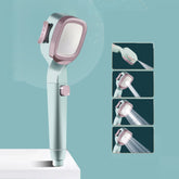 Pressurized Shower Head Four-speed Handheld Shower Set,Style:, Pink Blue, Navy Blue, Electroplating Silver, Electroplating White, Electroplated Silver Filter Type, Electroplating White Filter, Black Filter Type, Silver Black Filter Type, Pink Blue Fil...
