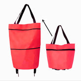 Portable Shopping Cart Foldable Tote With Wheels, Red, Green, Blue, Black, Orange