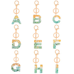 2 PCS Gold Foil Epoxy English Letter Keychain Bag Pendant, A, B, C, D, E, F, G, H, I, J, K, L, M, N, O, P, Q, R, S, T, U, V, W, X, Y, Z