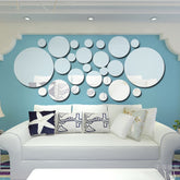 JM004 26PCS Bedroom Geometric Round Stereo Acrylic Mirror Wall Sticker, Silver, Gold
