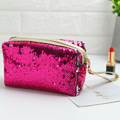 Travel Portable Sequined Anise Cosmetics Tote Storage Bag, Red, Black, Pink, Rose Red, Royal Blue, Gold, Rose Gold
