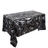 Christmas Halloween Party Event Decoration Tablecloth, Orange Pumpkin, Black Pumpkin, Black Ghost, Gray Bat, Green Pumpkin, Purple Spider, Red Snowman, Geometry, Blue Snowman, Green Biscuits