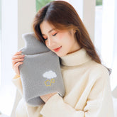 Detachable Washing Cloth Cover Rubber Hot Water Bag Can Be Intervened, Gray Clouds 1000ML