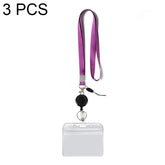 3 PCS TZ-003 Transparent PVC Horizontal ID Card Holder Badge, TZ-003(Purple), TZ-003(Gray)
